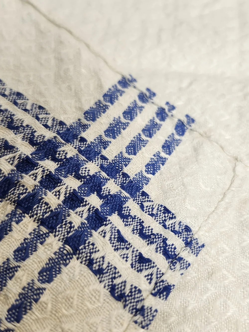 3 Cloth Napkins White And Blue